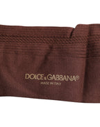 Dolce & Gabbana Brown Stretch Logo Print Mid Calf Socks