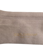 Dolce & Gabbana Brown Cotton Stretch Logo Over Calf Socks
