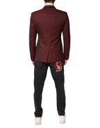 Dolce & Gabbana Maroon Wool Slim Fit Men Coat Jacket Blazer