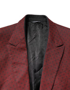 Dolce & Gabbana Maroon Wool Slim Fit Men Coat Jacket Blazer