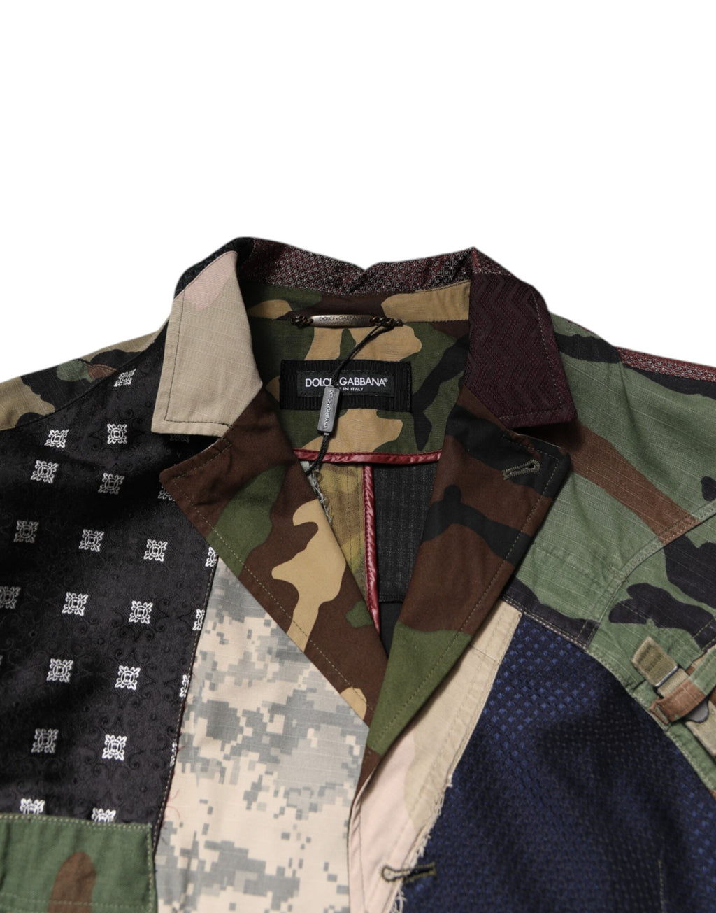 Dolce & Gabbana Multicolor Camouflage Patchwork Coat Blazer