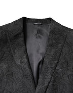 Dolce & Gabbana Black Floral Jacquard Coat Jacket Blazer