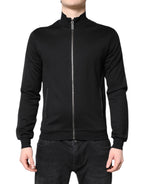 Dolce & Gabbana Black Cotton Logo Full Zip Men Bomber Jacket