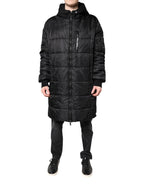 Dolce & Gabbana Black Hooded Parka Coat Winter Jacket