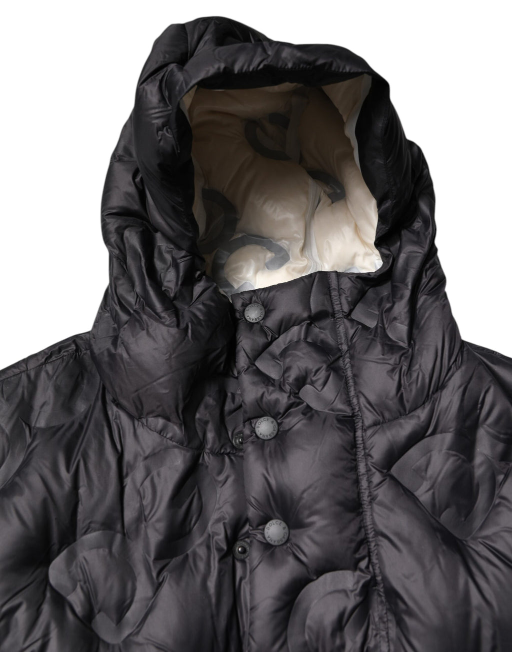 Dolce & Gabbana Black Hooded Parka Coat Winter Jacket