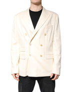Dolce & Gabbana Beige Cashmere Double Breasted Coat Blazer