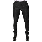 Dolce & Gabbana Black Floral Jacquard Mid Waist Dress Pants