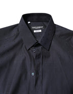 Dolce & Gabbana Black Cotton GOLD Men Dress Formal Shirt