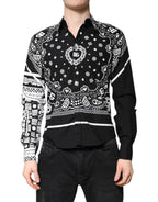 Dolce & Gabbana Black White Bandana MARTINI Casual Shirt