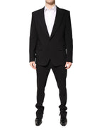 Dolce & Gabbana Black Cotton Single Breasted 2 Piece Suit