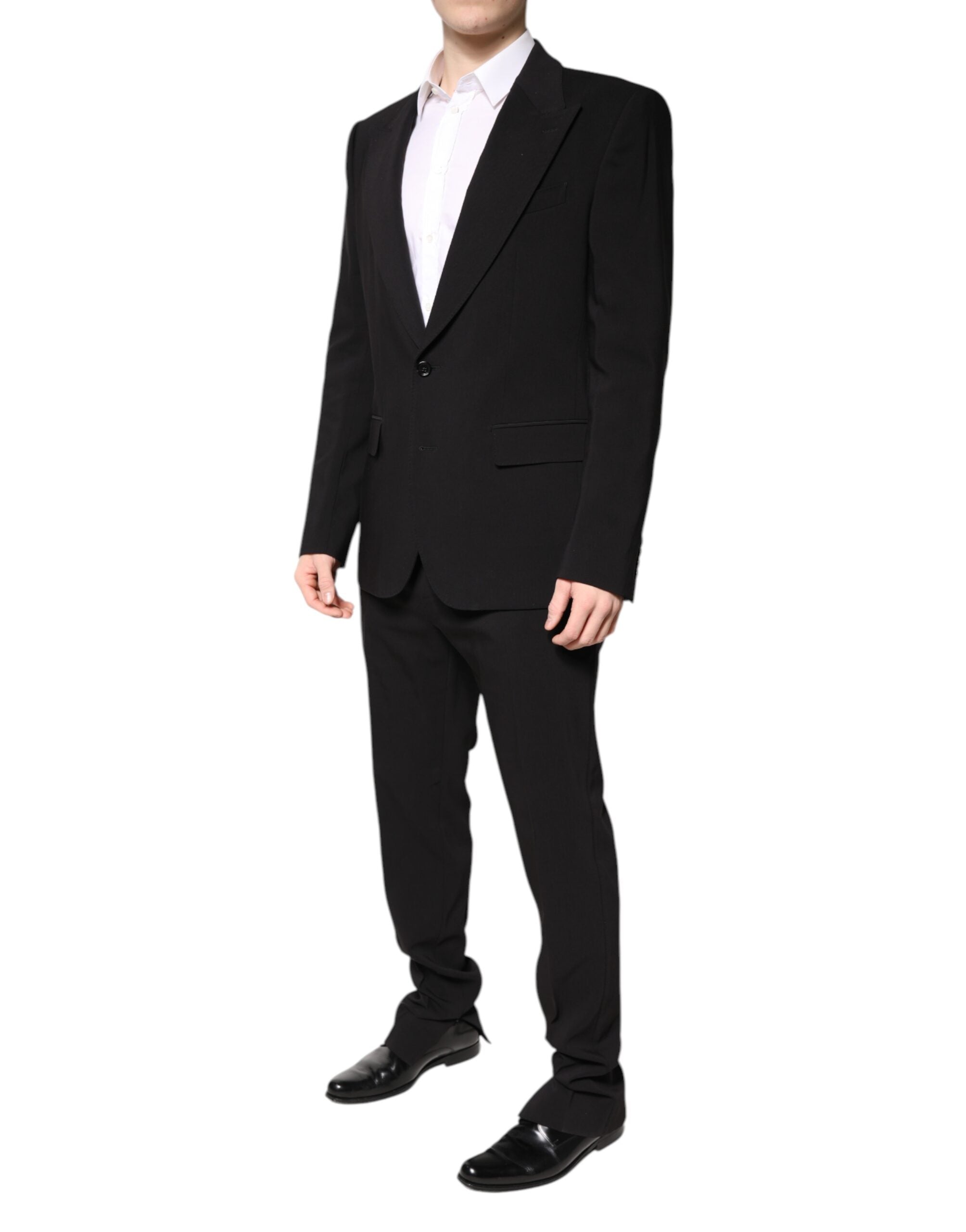 Dolce & Gabbana Black Cotton Single Breasted 2 Piece Suit