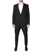 Dolce & Gabbana Black Polyester Floral Jacquard 2 Piece Suit