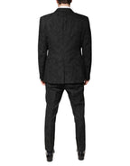 Dolce & Gabbana Black Polyester Floral Jacquard 2 Piece Suit