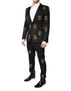 Dolce & Gabbana Black Bee Crown Embroidery 2 Piece Suit