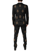 Dolce & Gabbana Black Bee Crown Embroidery 2 Piece Suit