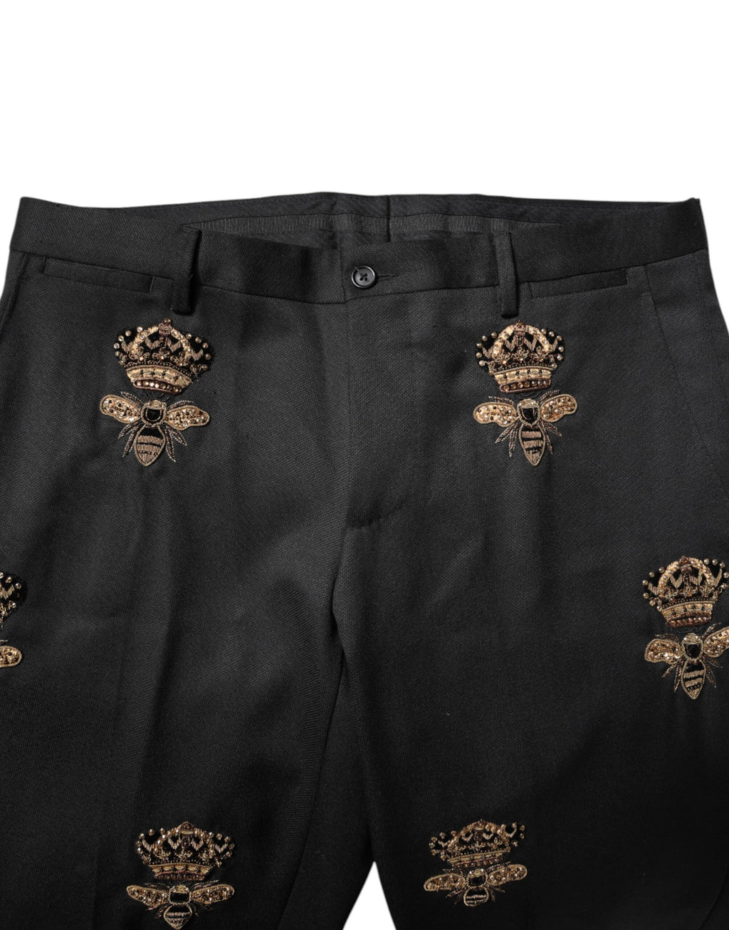 Dolce & Gabbana Black Bee Crown Embroidery 2 Piece Suit