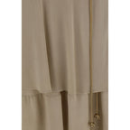 Quira Beige Silk Long Skirt