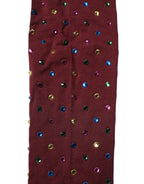 Dolce & Gabbana Maroon Nylon Crystal Embellished Pantyhose Tights