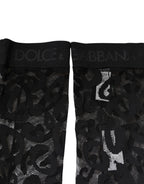 Dolce & Gabbana Black Floral Lace Cotton Stretch Stockings Socks