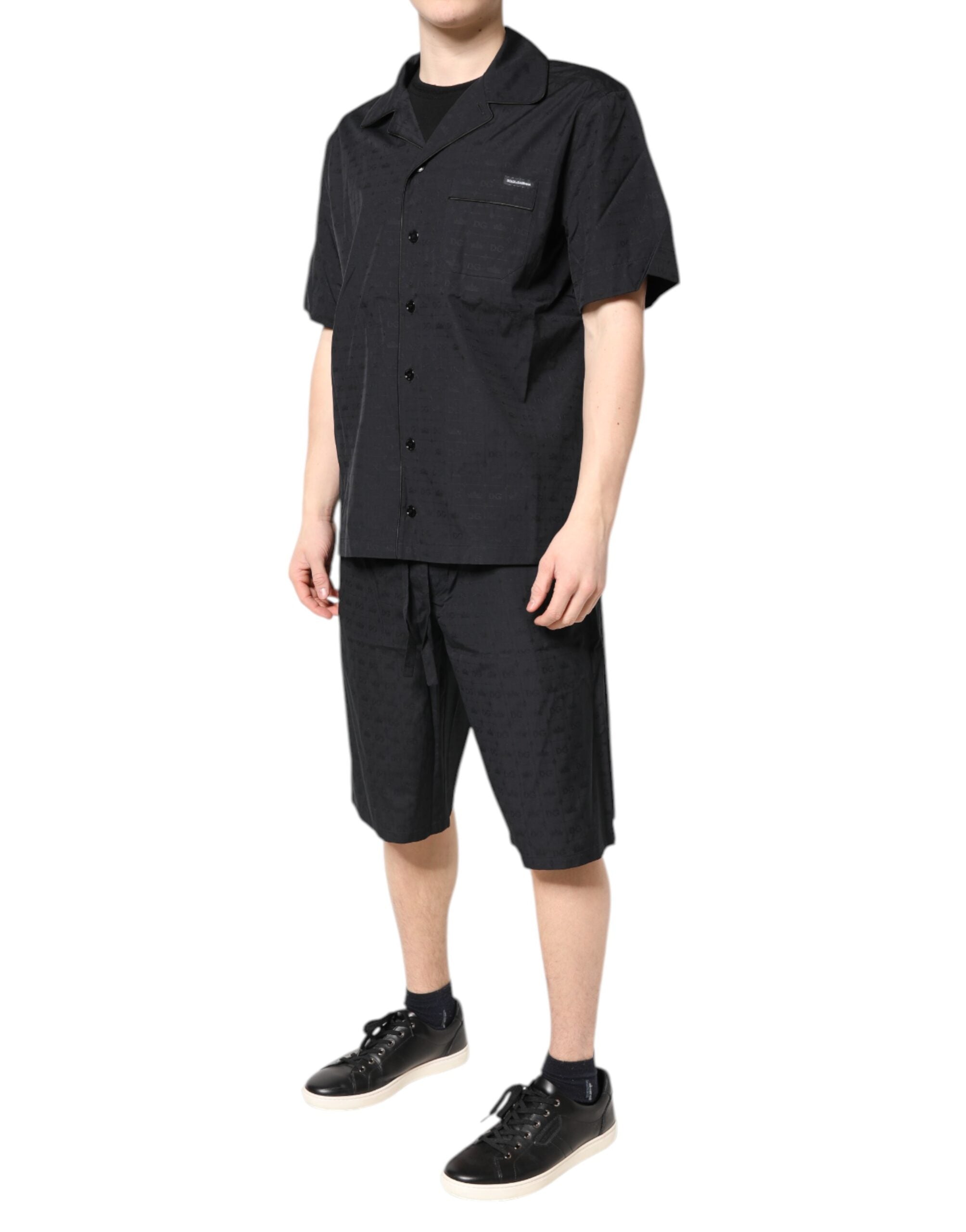 Dolce & Gabbana Black Cotton Men Pajama Set Sleepwear
