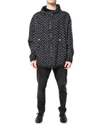 Dolce & Gabbana Black Heart Print Hooded Windbreaker Jacket