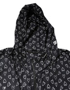 Dolce & Gabbana Black Heart Print Hooded Windbreaker Jacket