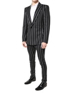 Dolce & Gabbana Black Striped SICILIA Formal 2 Piece Suit