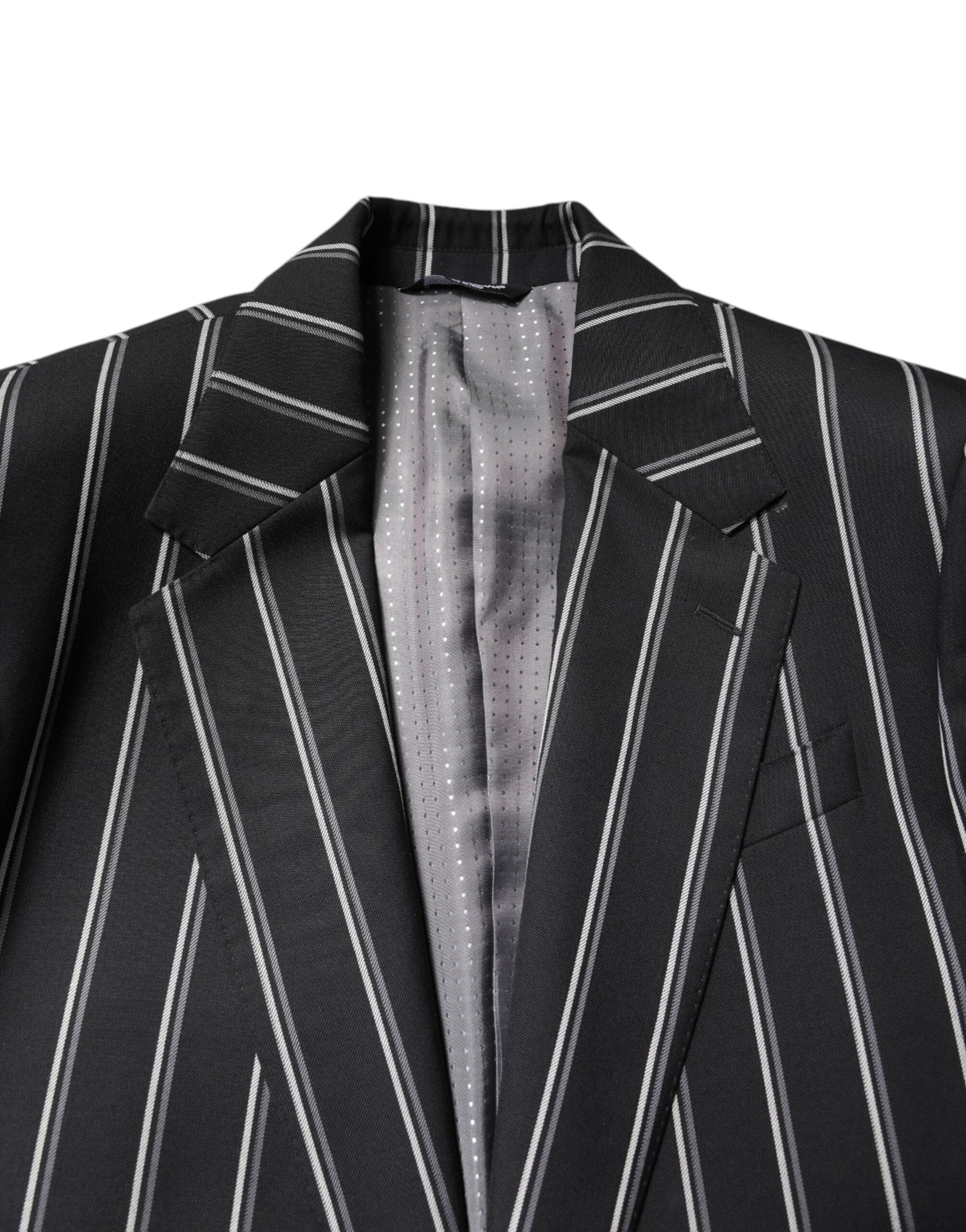 Dolce & Gabbana Black Striped SICILIA Formal 2 Piece Suit