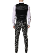 Dolce & Gabbana Black Gray MARTINI Jacquard Men 3 Piece Suit
