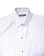Dolce & Gabbana White Stripes Cotton GOLD Formal Dress Shirt