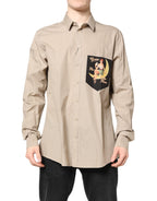 Dolce & Gabbana Beige Pin Up Print MARTINI Men Casual Shirt