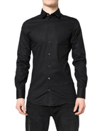 Dolce & Gabbana Black GOLD Cotton Long Sleeves Dress Shirt