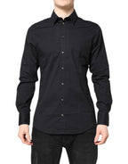 Dolce & Gabbana Black GOLD Cotton Long Sleeves Dress Shirt