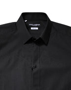 Dolce & Gabbana Black GOLD Cotton Dress Formal Shirt