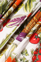 Dolce & Gabbana White Vegetables Sleeveless A-line Midi Dress