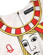 Dolce & Gabbana White Queen Of Heart Short Sleeve Midi Dress
