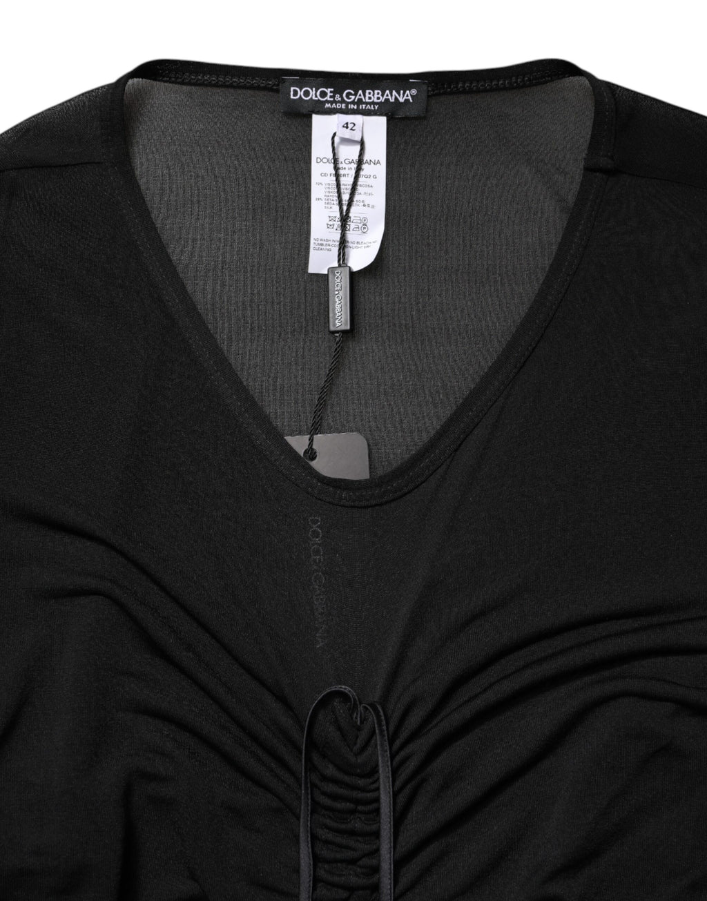 Dolce & Gabbana Black Mesh Trim Bodycon Long Sheath Dress