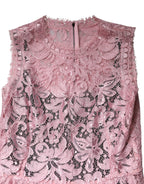 Dolce & Gabbana Pink Floral Lace Sleeveless Sheath Dress