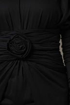 Dolce & Gabbana Black Wool Long Sleeves Sheath Midi Dress