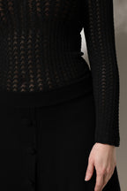 Dolce & Gabbana Black Cashmere Long Sleeves A-line Midi Dress