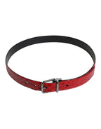 Dolce & Gabbana Red Exotic Leather Brass Metal Buckle Belt