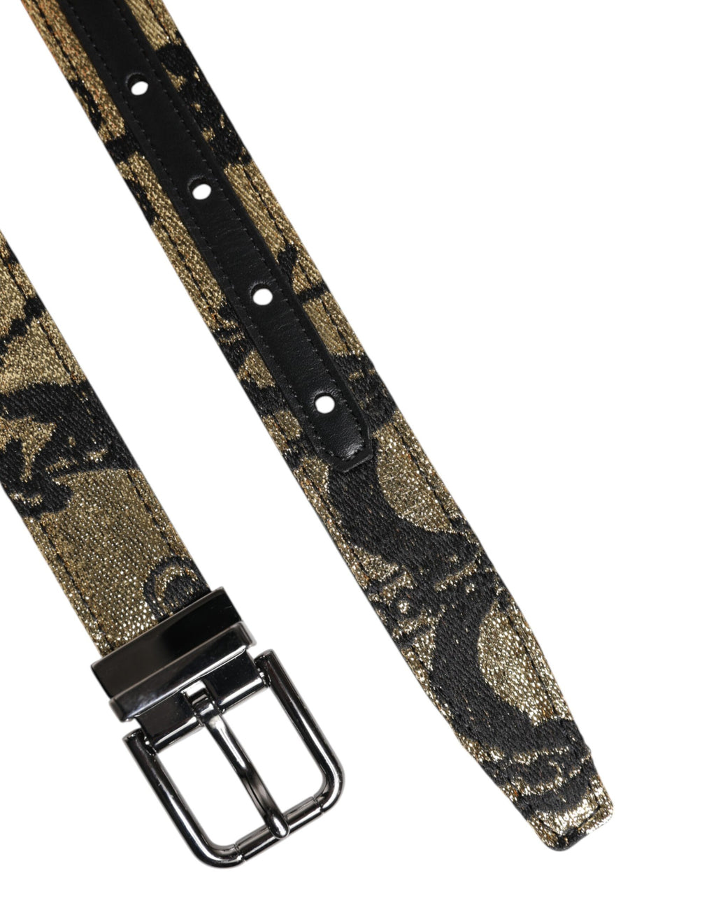 Dolce & Gabbana Multicolor Jacquard Leather Metal Buckle Belt