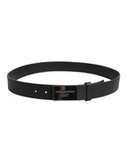 Dolce & Gabbana Black Classic Silver Metal Logo Buckle Belt