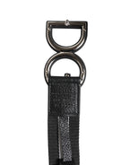 Dolce & Gabbana Black Polyester Logo Print DG Buckle Belt