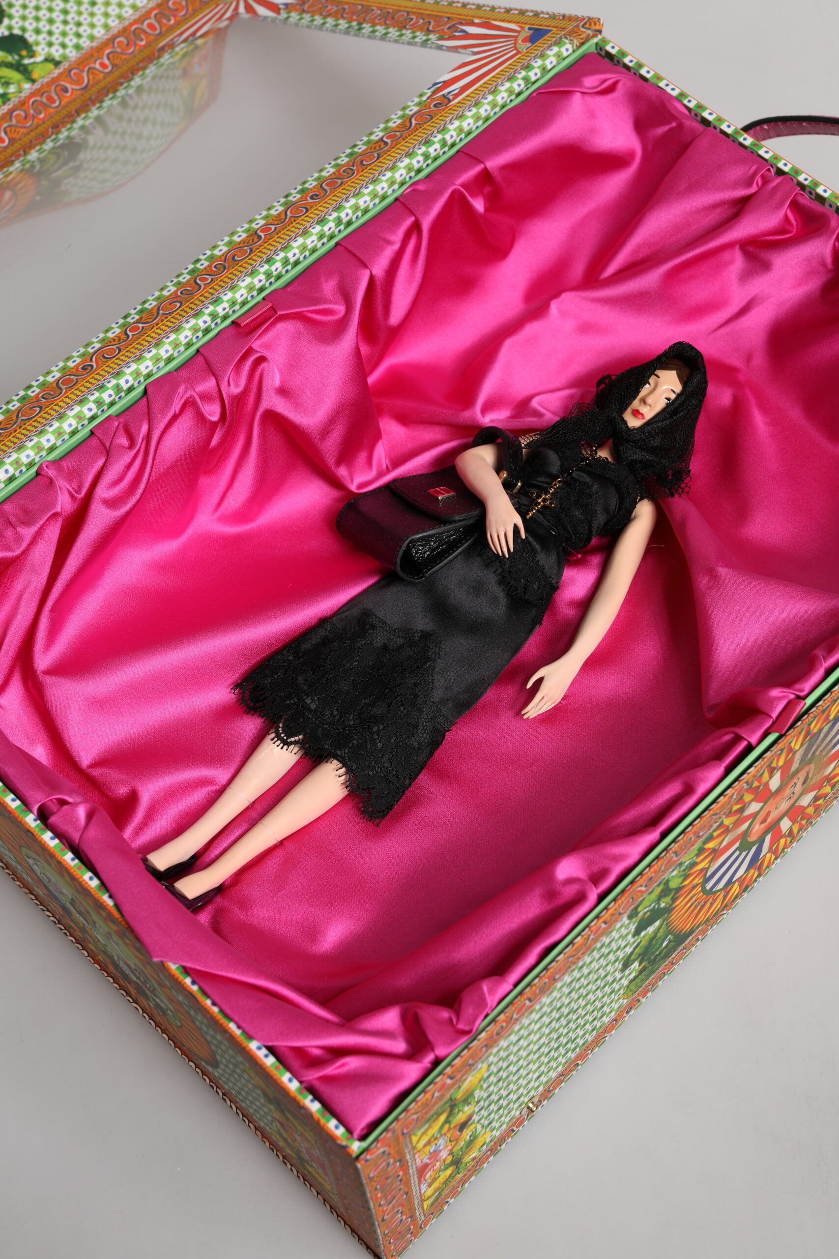 Dolce & Gabbana Black Dress Ceramic Porcelain Fashion Leather Sicily Dolls