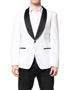 Dolce & Gabbana White Nylon Single Breasted Coat Blazer