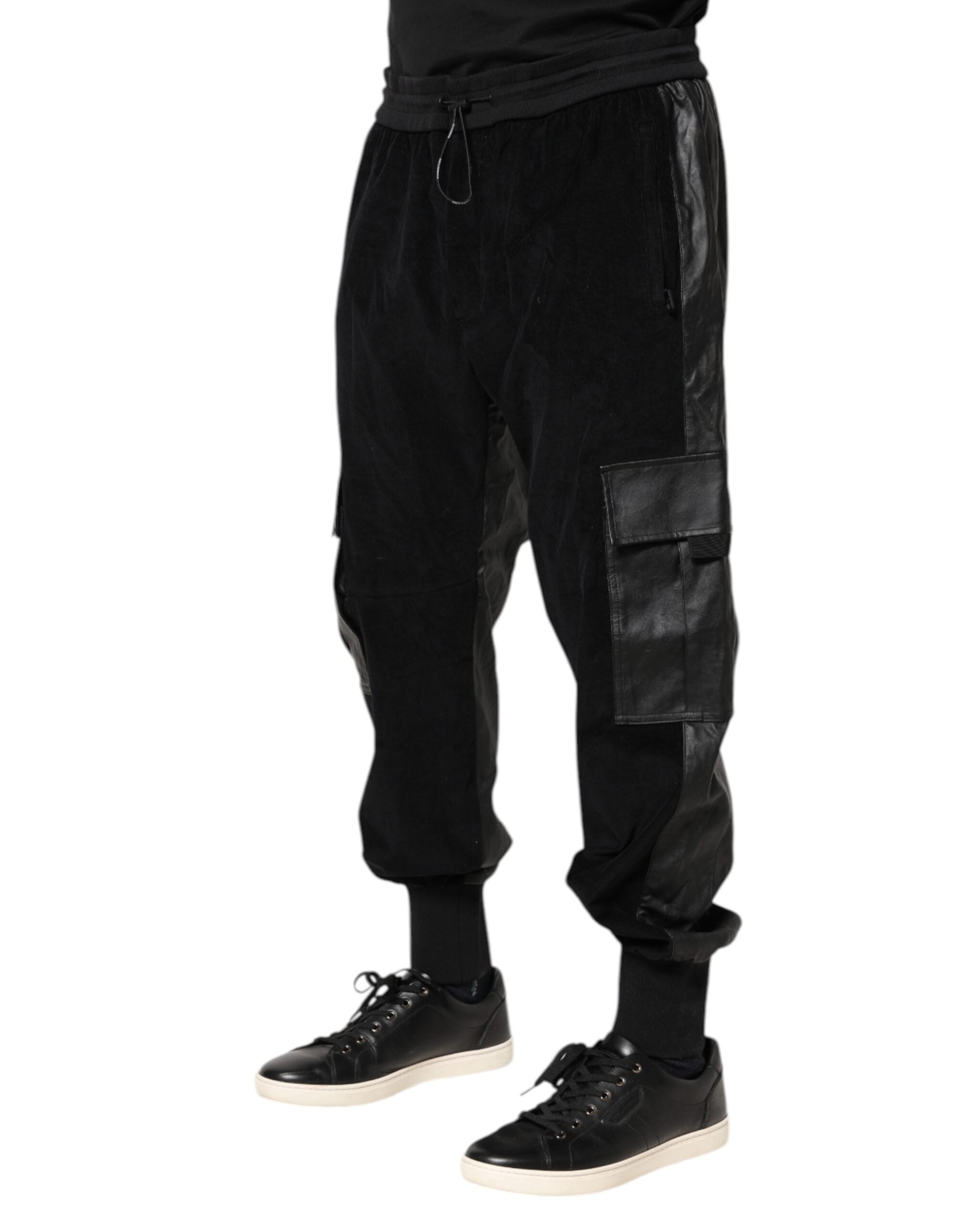 Dolce & Gabbana Black Cotton Cargo Jogger Sweatpants Pants