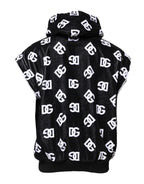 Dolce & Gabbana Black DG Cotton Hooded Sleeveless Sweater