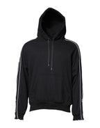 Dolce & Gabbana Black Cotton Logo Hooded Sweatshirt Sweater