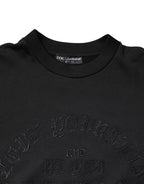 Dolce & Gabbana Black Embroidered Crew Neck Pullover Sweater